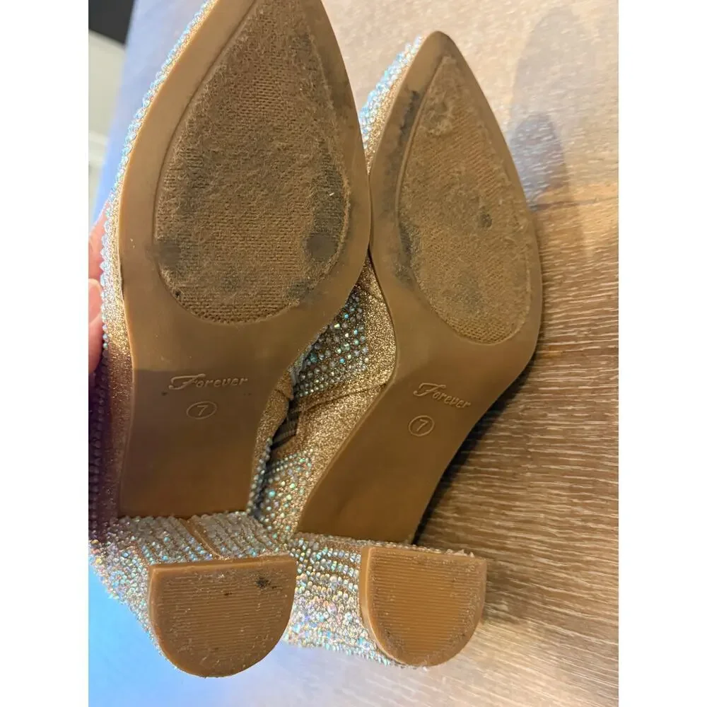 Forever Rhinestone Bling Boots Booties size 7 Glam - Picture 6 of 8